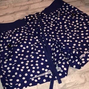 Ann Taylor original blue white polka tie elastic waist cotton shorts size 4